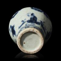A Chinese Blue and White Small Figural Meiping Vase, Possibly Yuan/Early Ming Dynasty 或為元明 青花小梅瓶