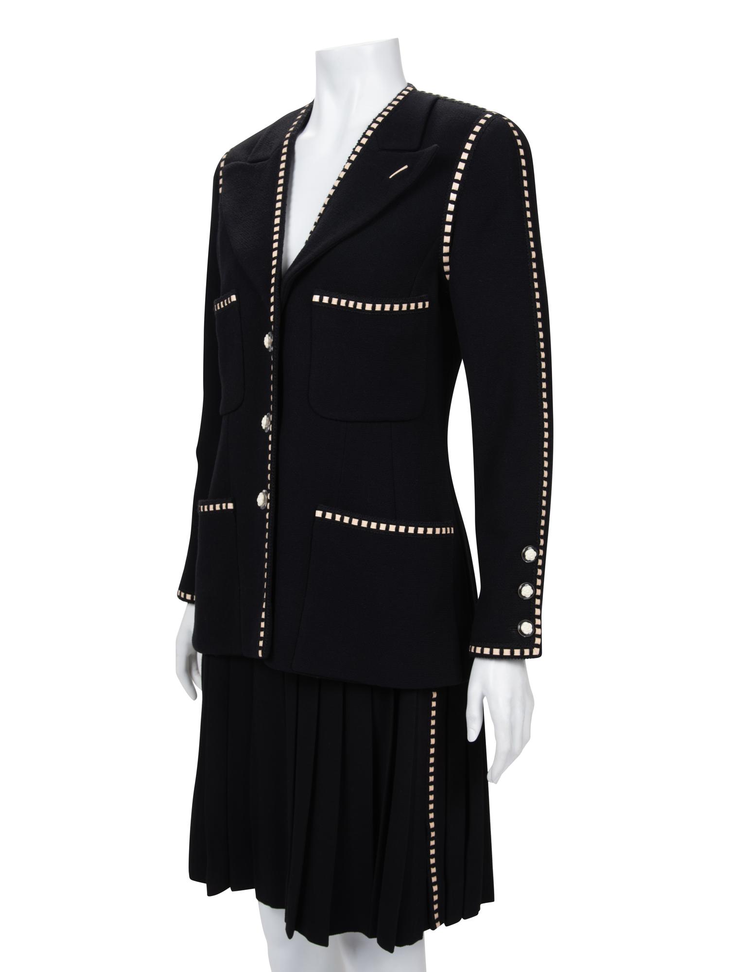 Chanel Wool Two-Piece Skirt Suit with Ribbon Trim, Spring 1992
