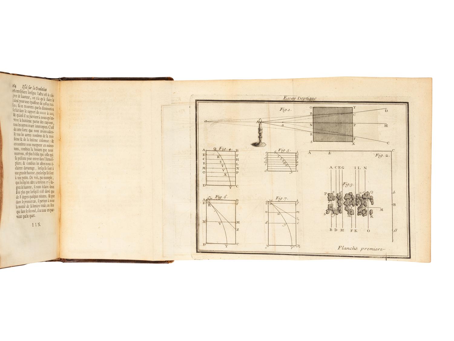 BOUGUER, Pierre (1698-1758). Essai d'optique, sur la gradation de la lumiere . Paris: Claude Jombert, 1729.