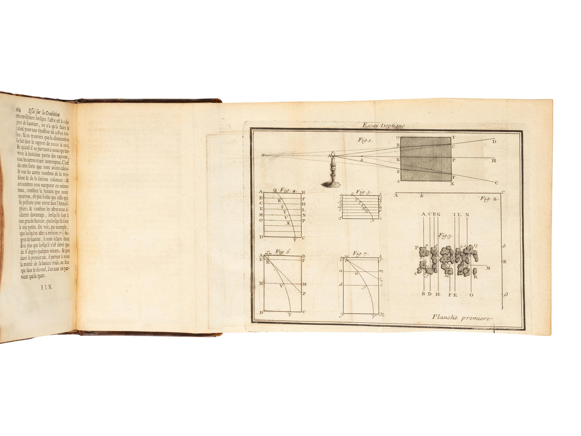 BOUGUER, Pierre (1698-1758). Essai d'optique, sur la gradation de la lumiere . Paris: Claude Jombert, 1729.