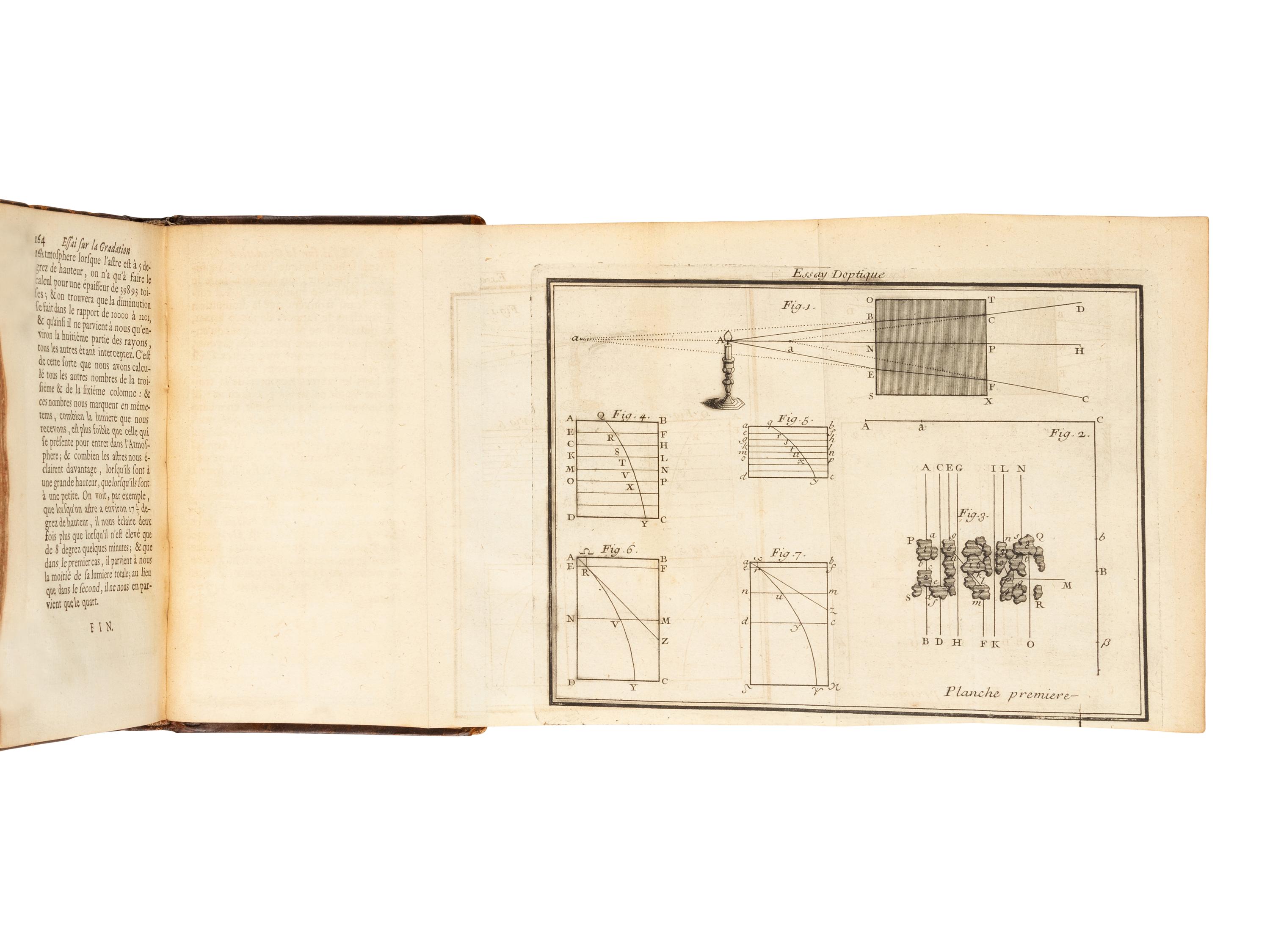 BOUGUER, Pierre (1698-1758). Essai d'optique, sur la gradation de la lumiere . Paris: Claude Jombert, 1729.