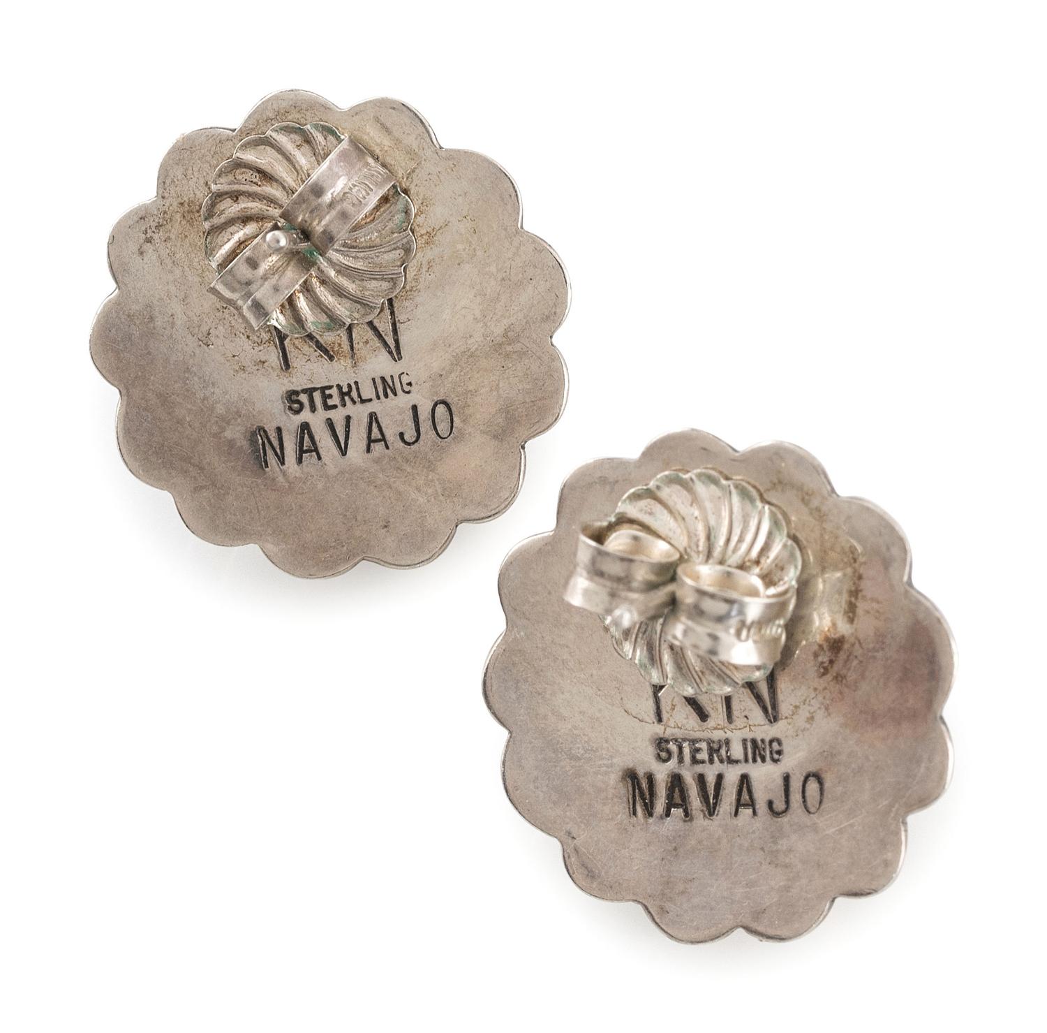 Navajo and Southwestern-style Silver Earrings, with Turquoise