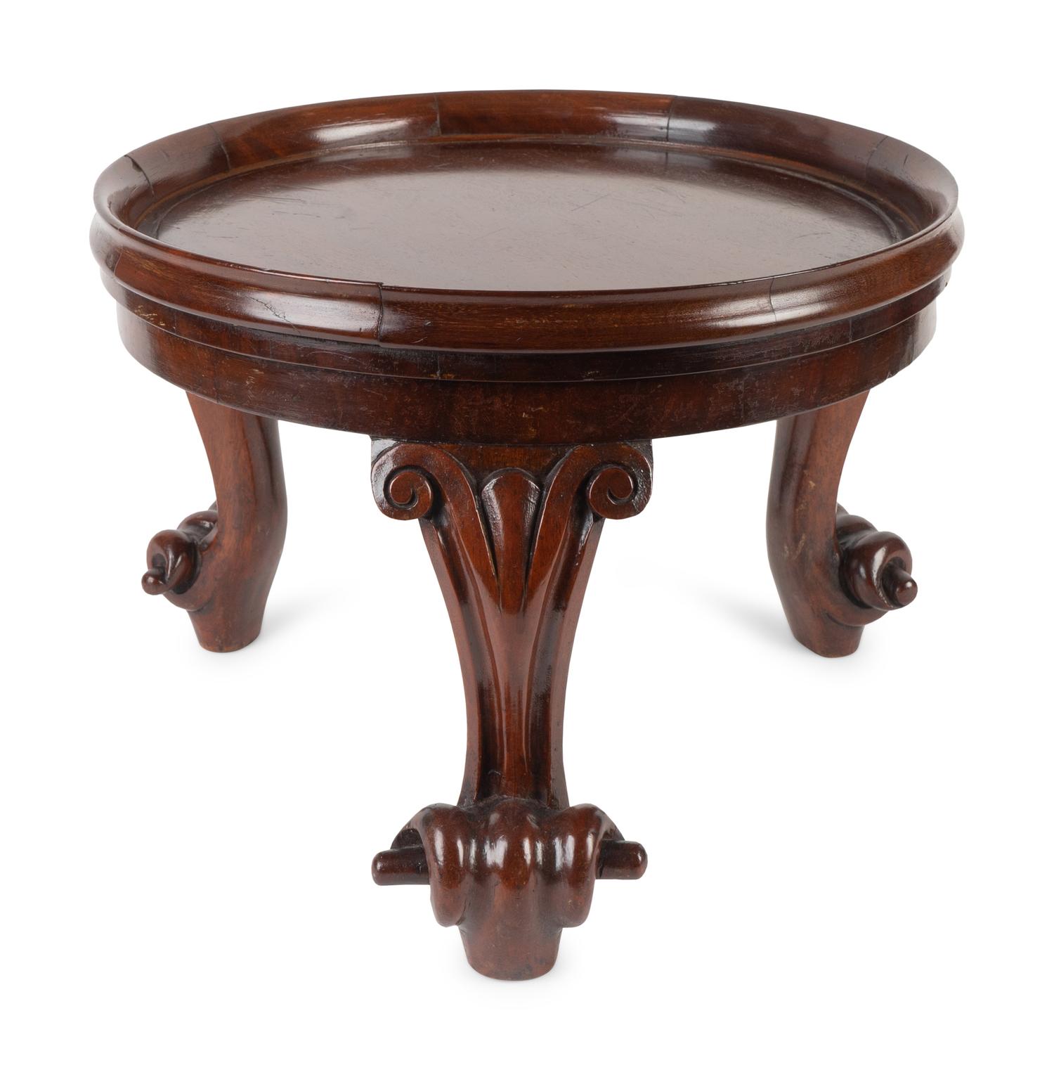 A William IV Carved Mahogany Low Wine Table — 19TH/20TH CENTURY