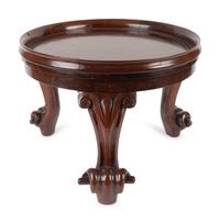 A William IV Carved Mahogany Low Wine Table — 19TH/20TH CENTURY
