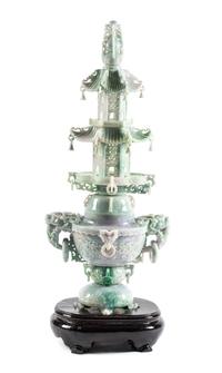A Burmese Jade Censer Height 27 x width 12 inches.