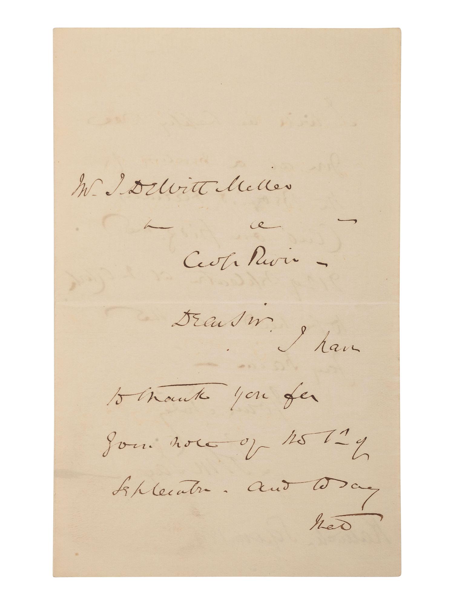 [ABOLITIONISTS]. JAY, John II (1817-1894). ALS ("John Jay"), to J. Dewitt Miller. 1877.