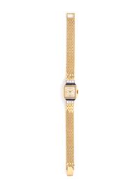 14K YELLOW GOLD, SYNTHETIC SAPPHIRE AND DIAMOND WRISTWATCH