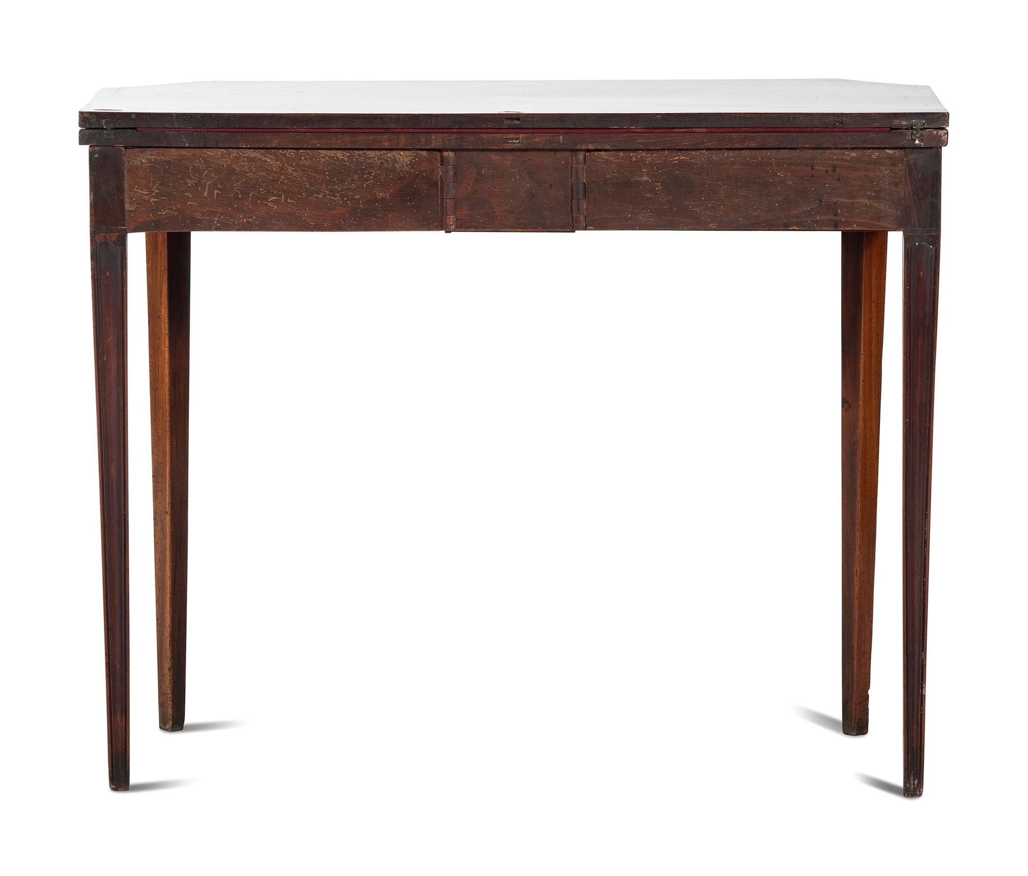 A George III Mahogany and Marquetry Flip-Top Table