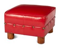 Spindle Sided Armchair with leather and Chimayo Weavings with matching ottoman