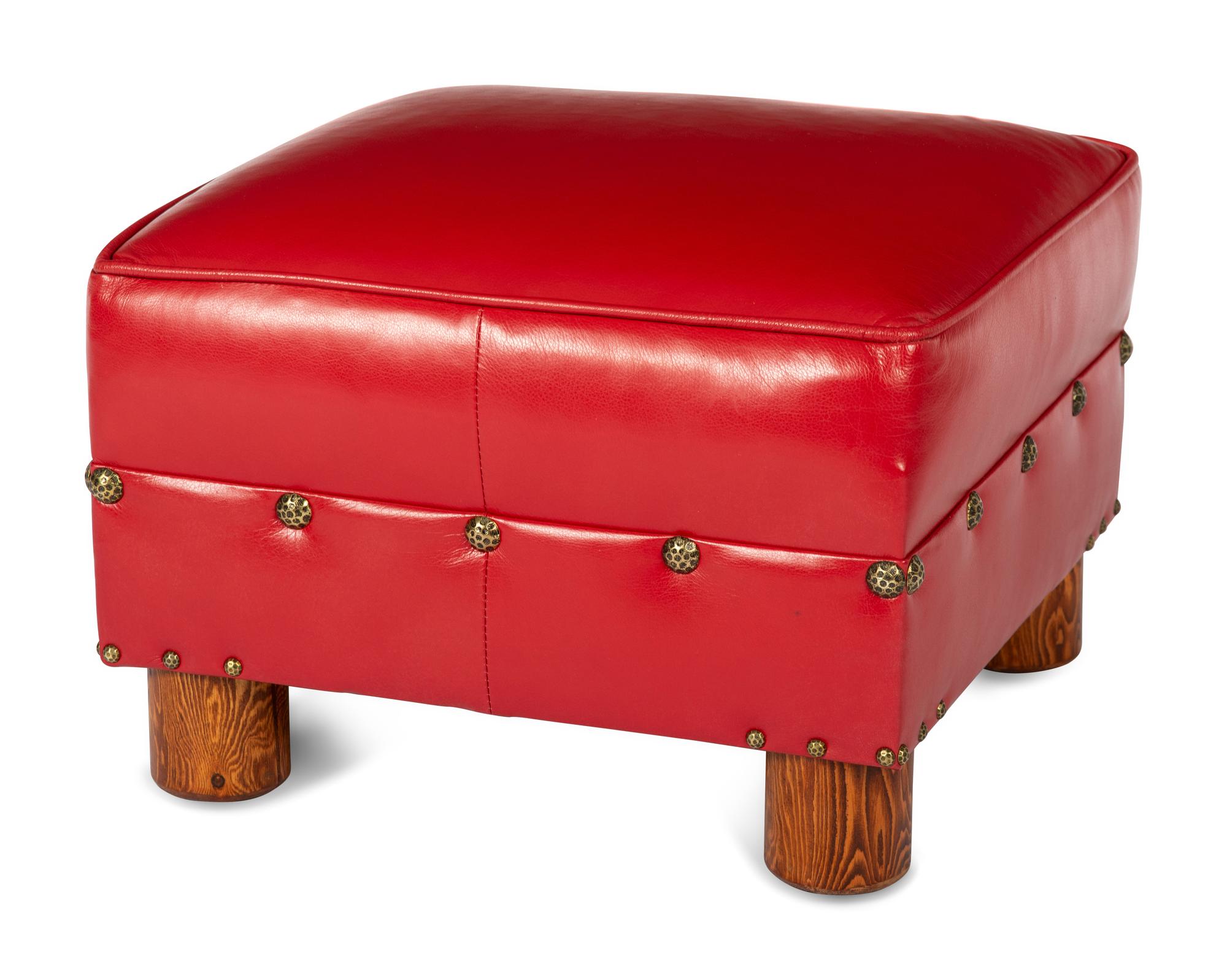 Spindle Sided Armchair with leather and Chimayo Weavings with matching ottoman
