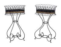 A Pair of Painted Metal Jardinière Stands