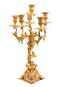 A Louis XV Style Gilt Bronze Three-Piece Clock Garniture