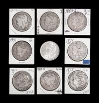 Nine Morgan $1 Coins