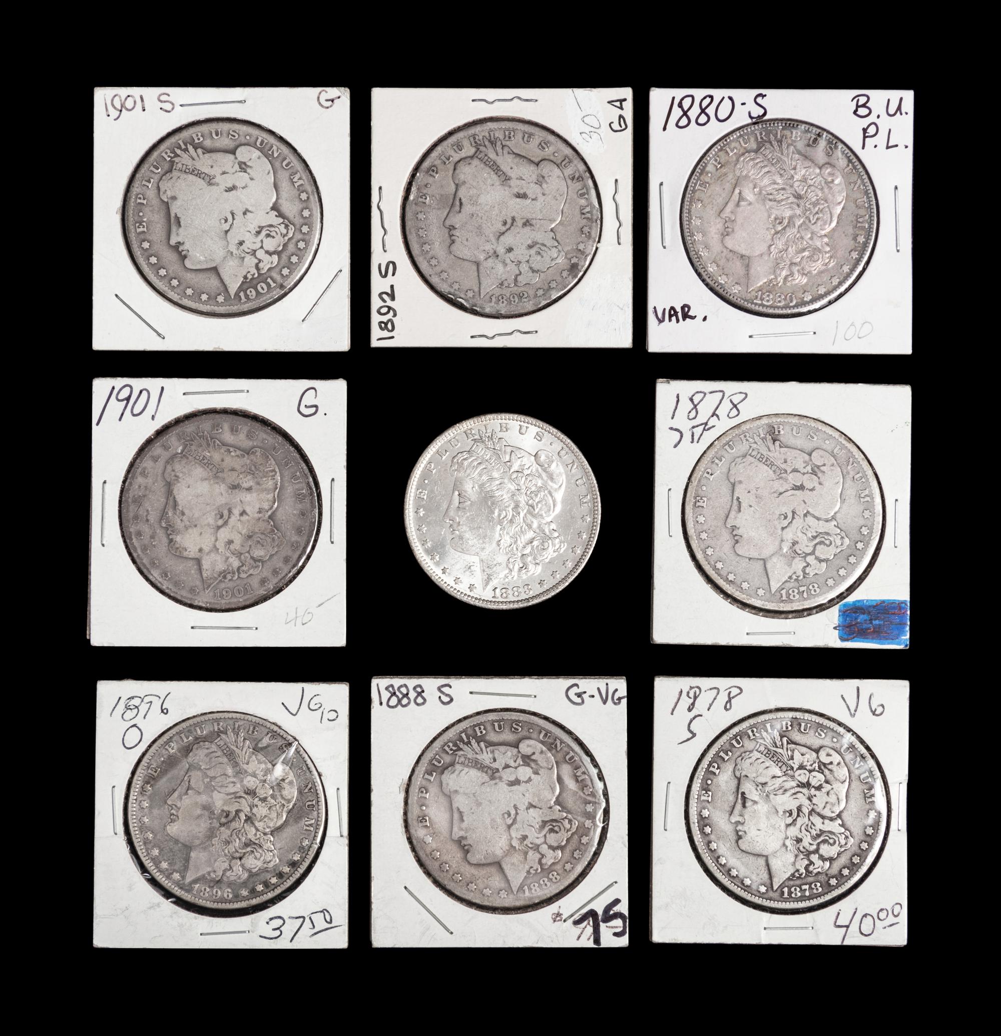 Nine Morgan $1 Coins