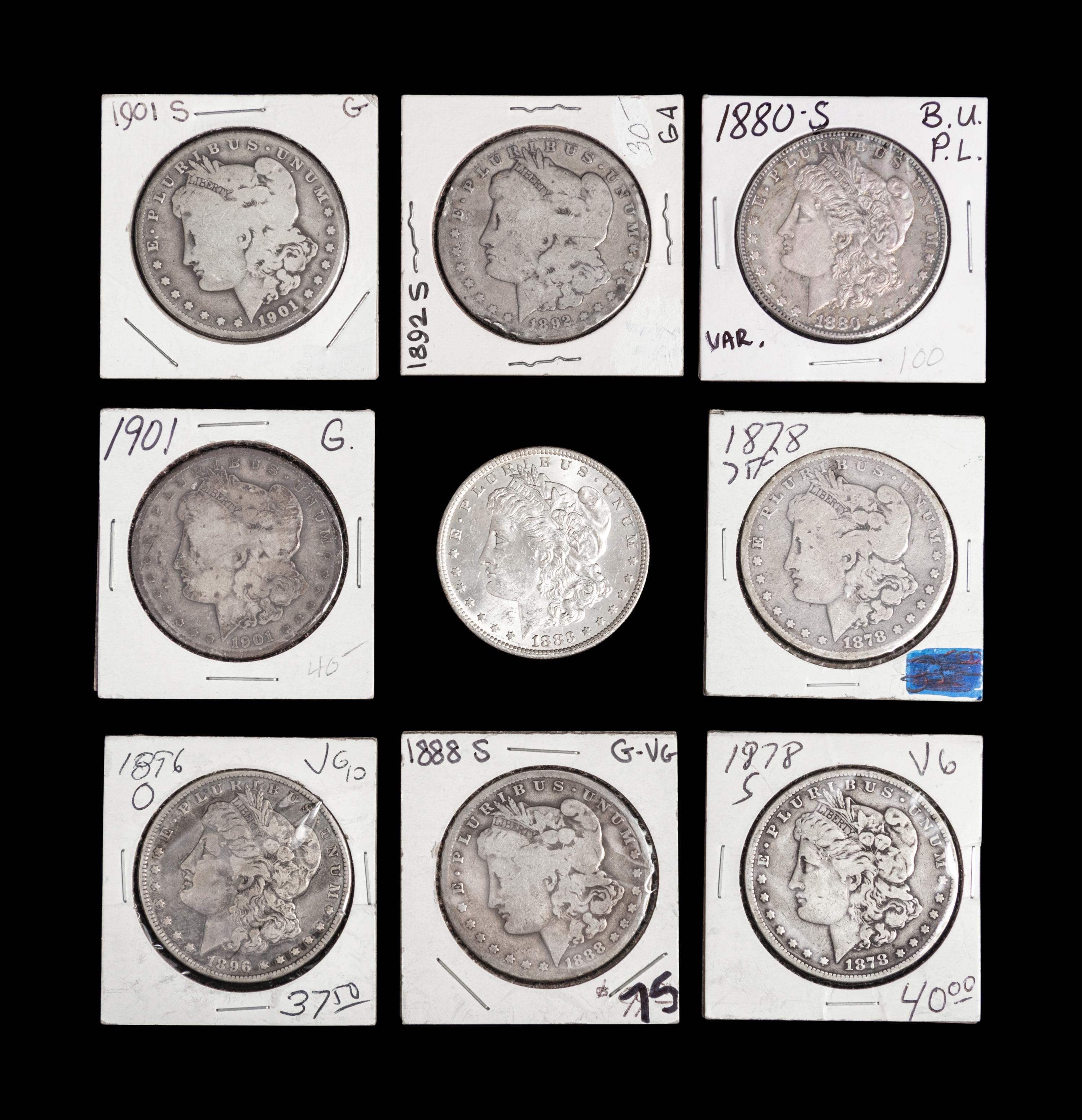 Nine Morgan $1 Coins