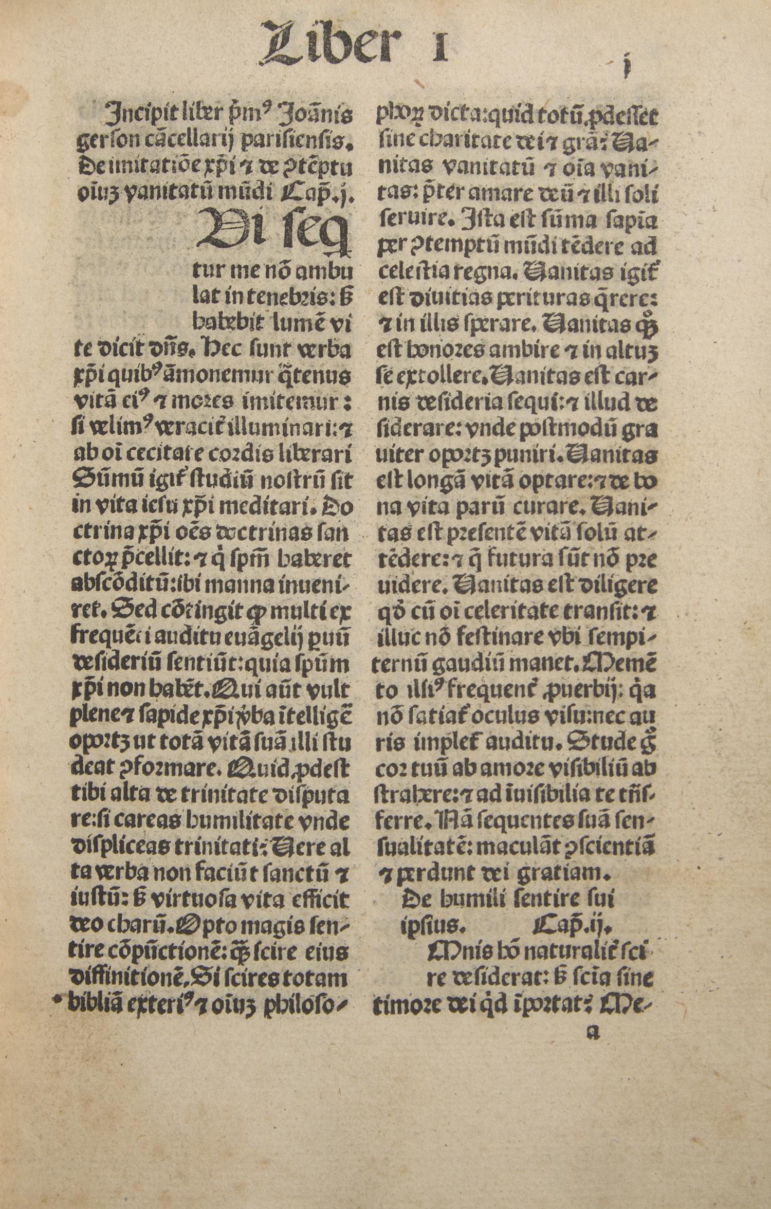 [Early Printing] [Incunable] Kempis, Thomas à, and Johannes Gerson. Imitatio Christi and De meditatione cordis