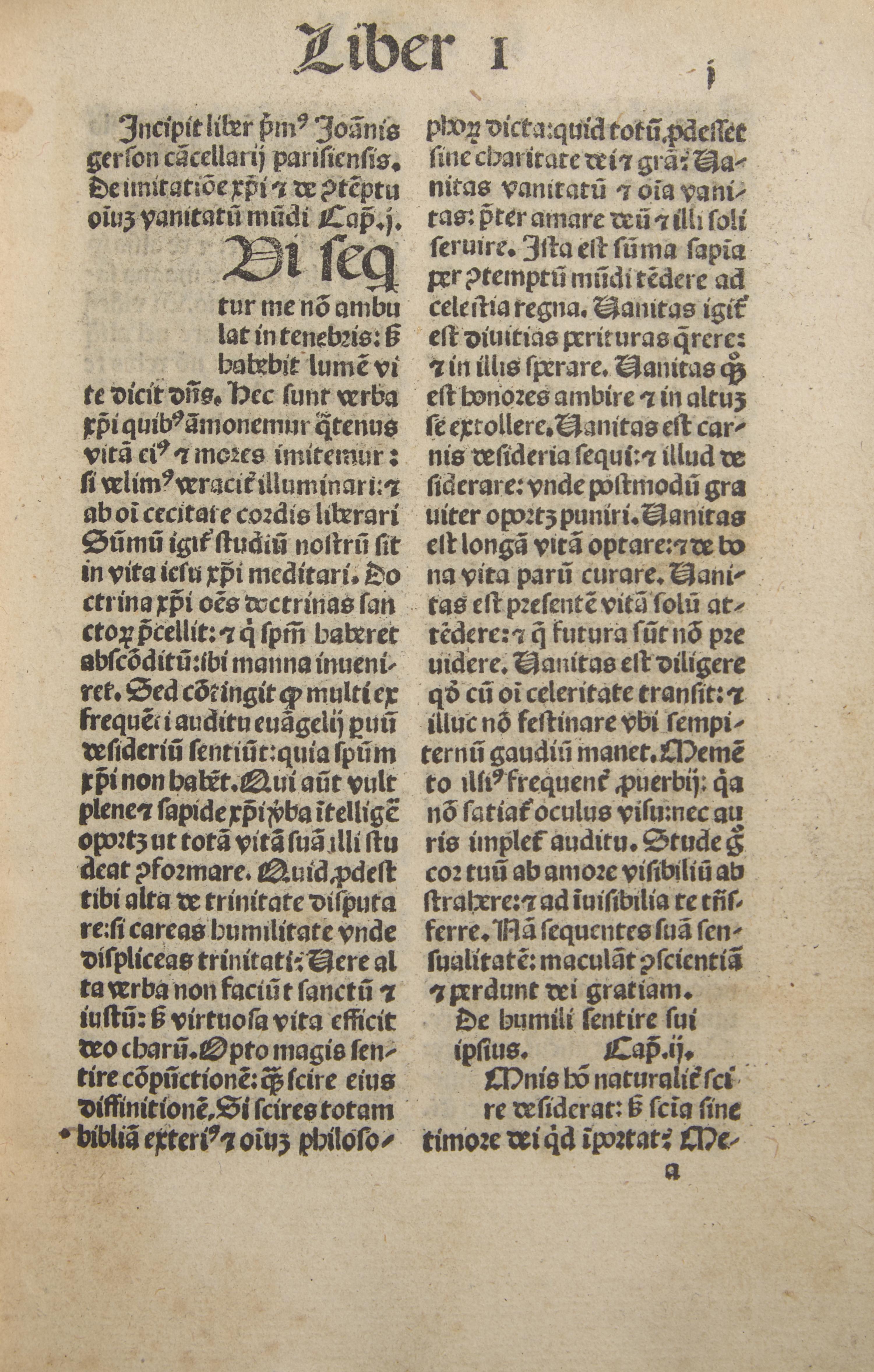 [Early Printing] [Incunable] Kempis, Thomas à, and Johannes Gerson. Imitatio Christi and De meditatione cordis