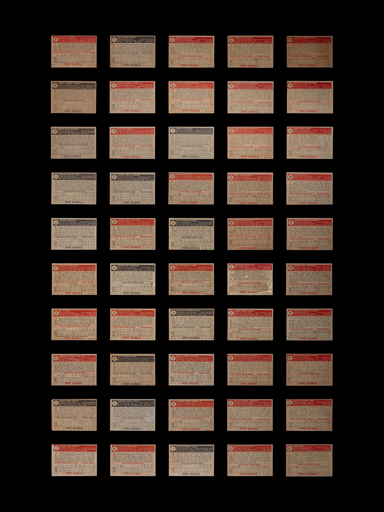 A Near Set of 1952 Topps Baseball Cards (371/407) Featuring Over 60 High Numbers