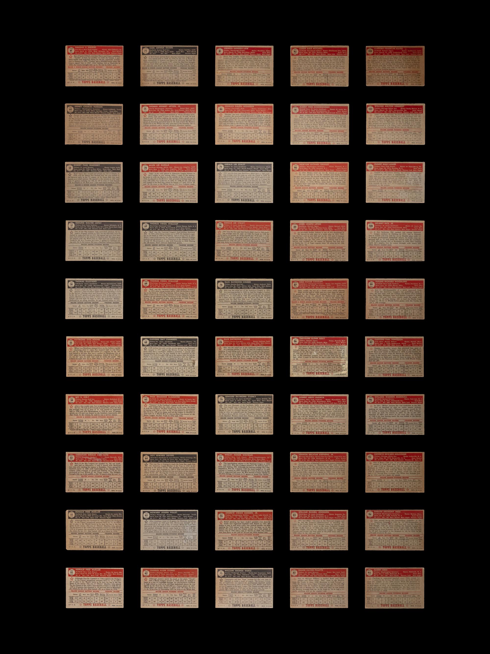 A Near Set of 1952 Topps Baseball Cards (371/407) Featuring Over 60 High Numbers