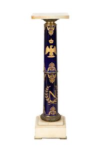 A Large Sèvres Style Porcelain Napoleonic Vase and Pedestal