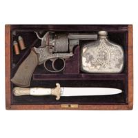 Shortened Double Action Belgian Pinfire Revolver in Box with Accessories