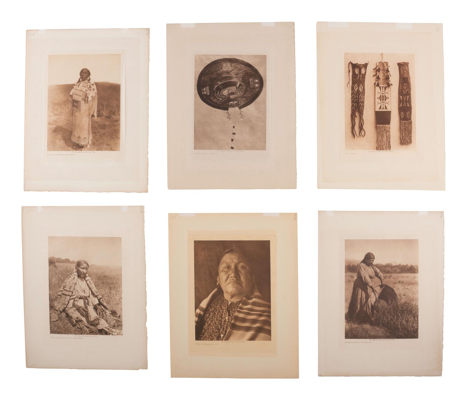 CURTIS, Edward (1868-1952). 30 photogravures of Native American women, children, artifacts, artwork.