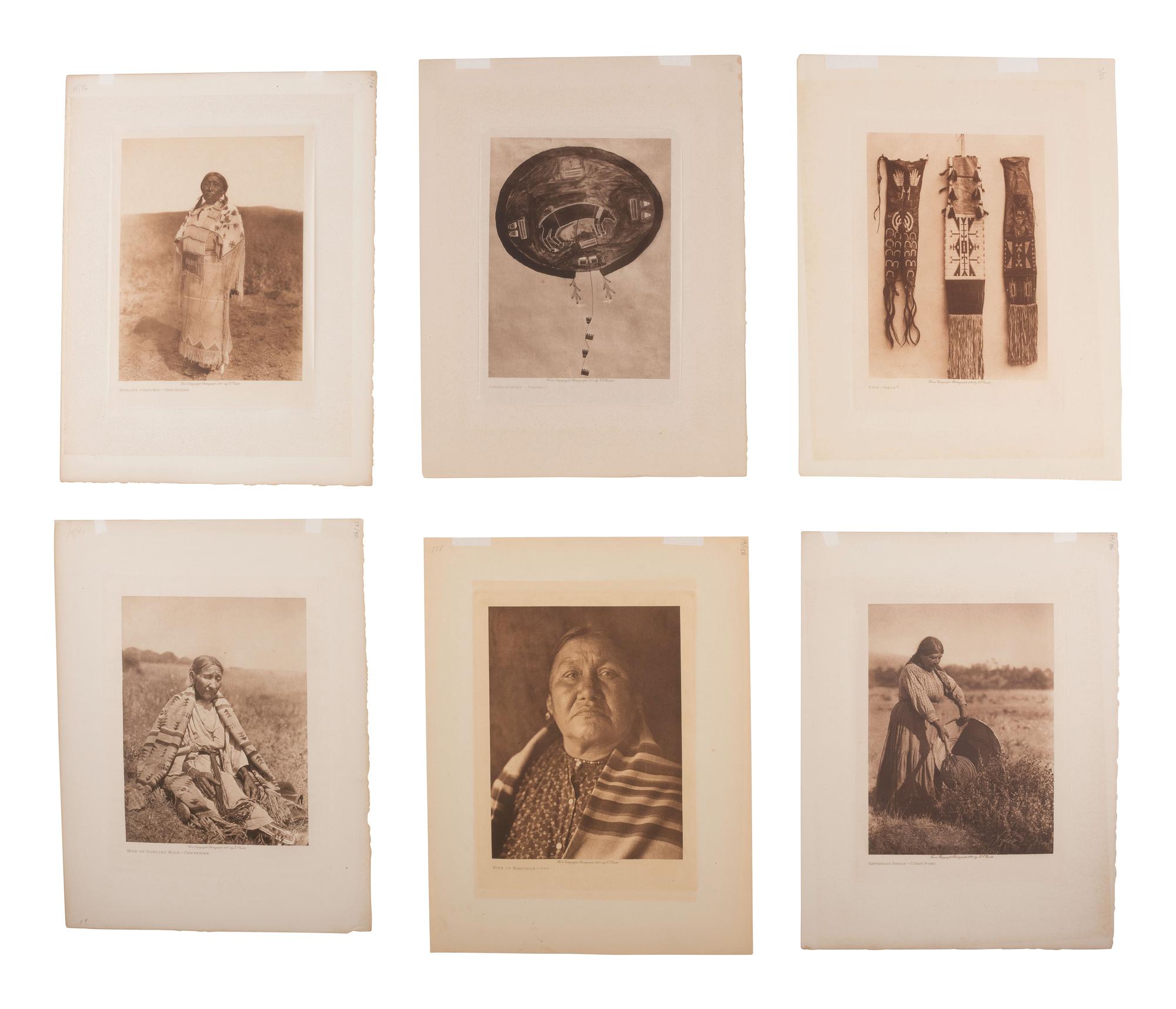 CURTIS, Edward (1868-1952). 30 photogravures of Native American women, children, artifacts, artwork.