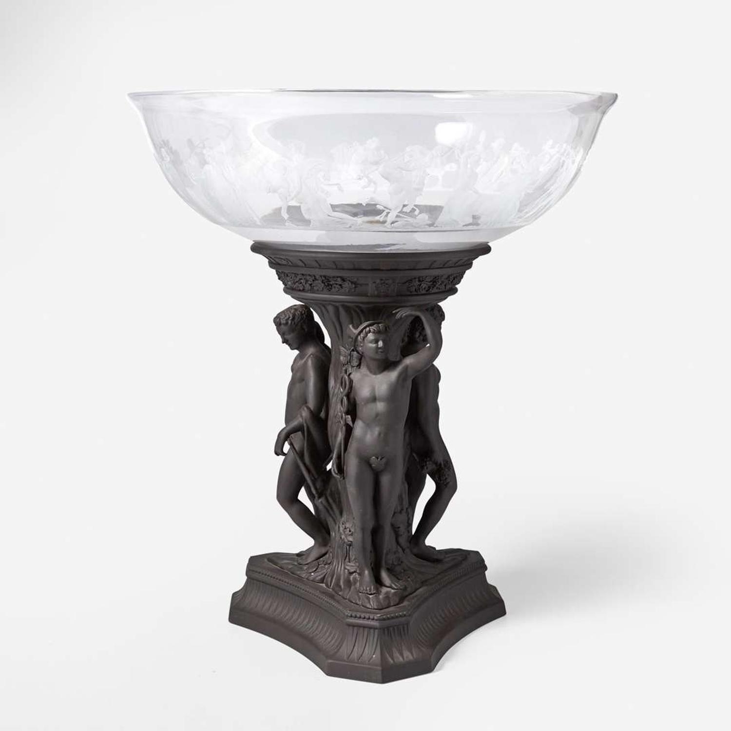 Wedgwood and Waterford "Bacchanalian Stand and Crystal Bowl" UK, early 21st century
