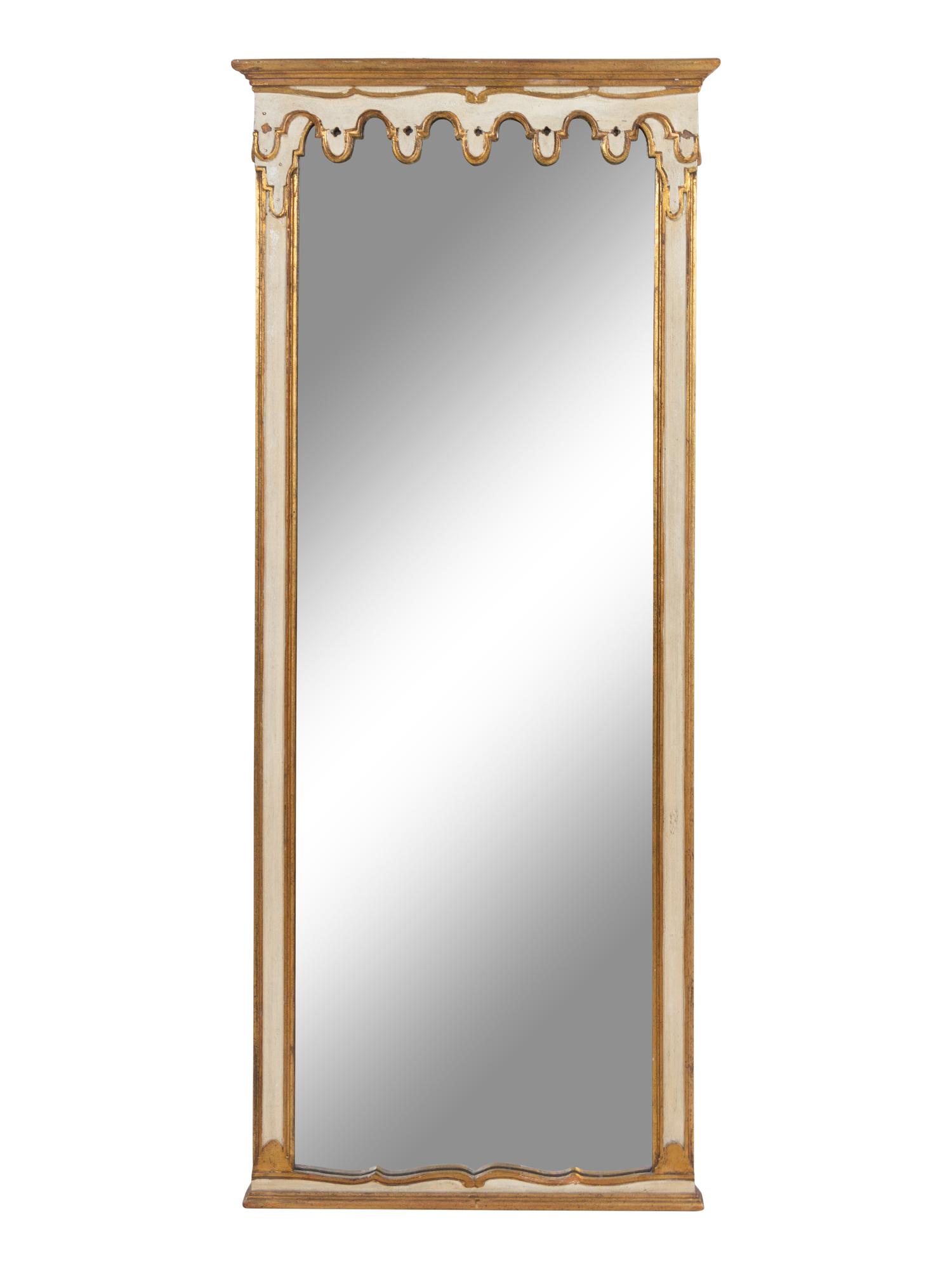An Italian Gold and White Painted Pier Mirror