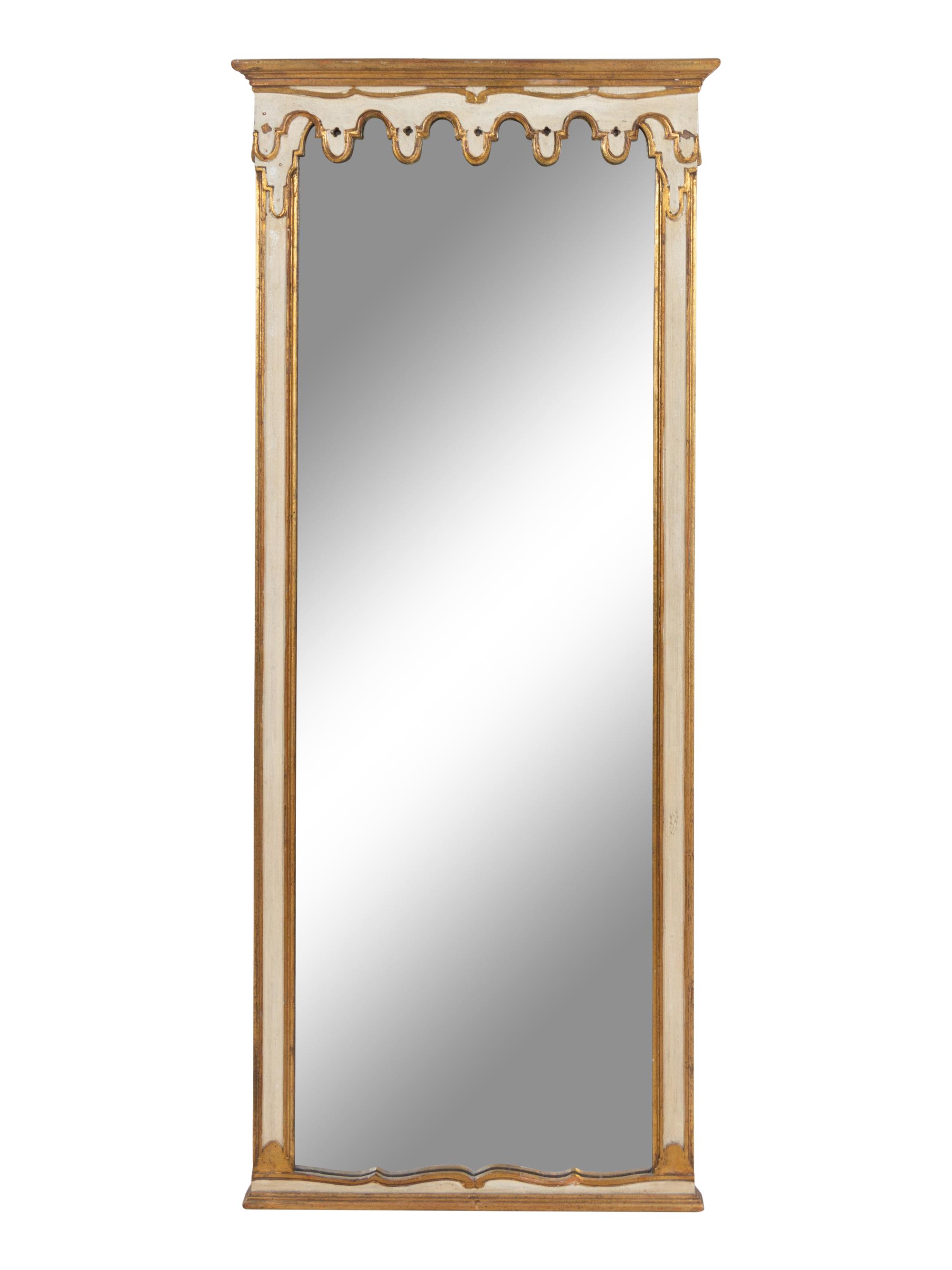 An Italian Gold and White Painted Pier Mirror