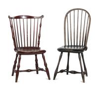 Two Painted Compass-Seat Windsor Side Chairs