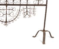 A Mizner Wrought Iron Fire Screen with Candleholders
