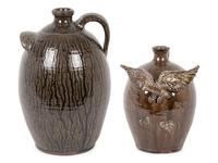 A Pair of Folk Art Pottery Jugs by Dwayne L. Crocker and Clint Alderman