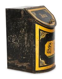 A Chinese Export Tole Tea Bin and Four Continental Coffee Tins