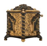 A French Brass Serpentine Jewelry Case