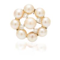 An Antique Platinum, Pearl and Diamond Brooch, 7.20 dwts.