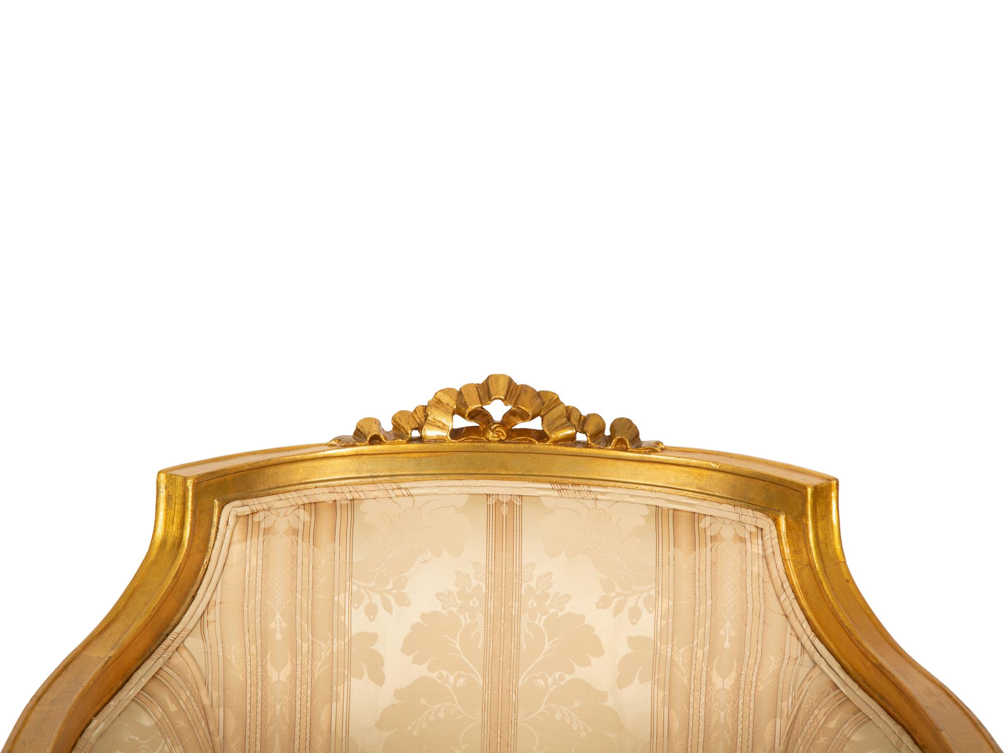 A Louis XVI Style Giltwood Bergère