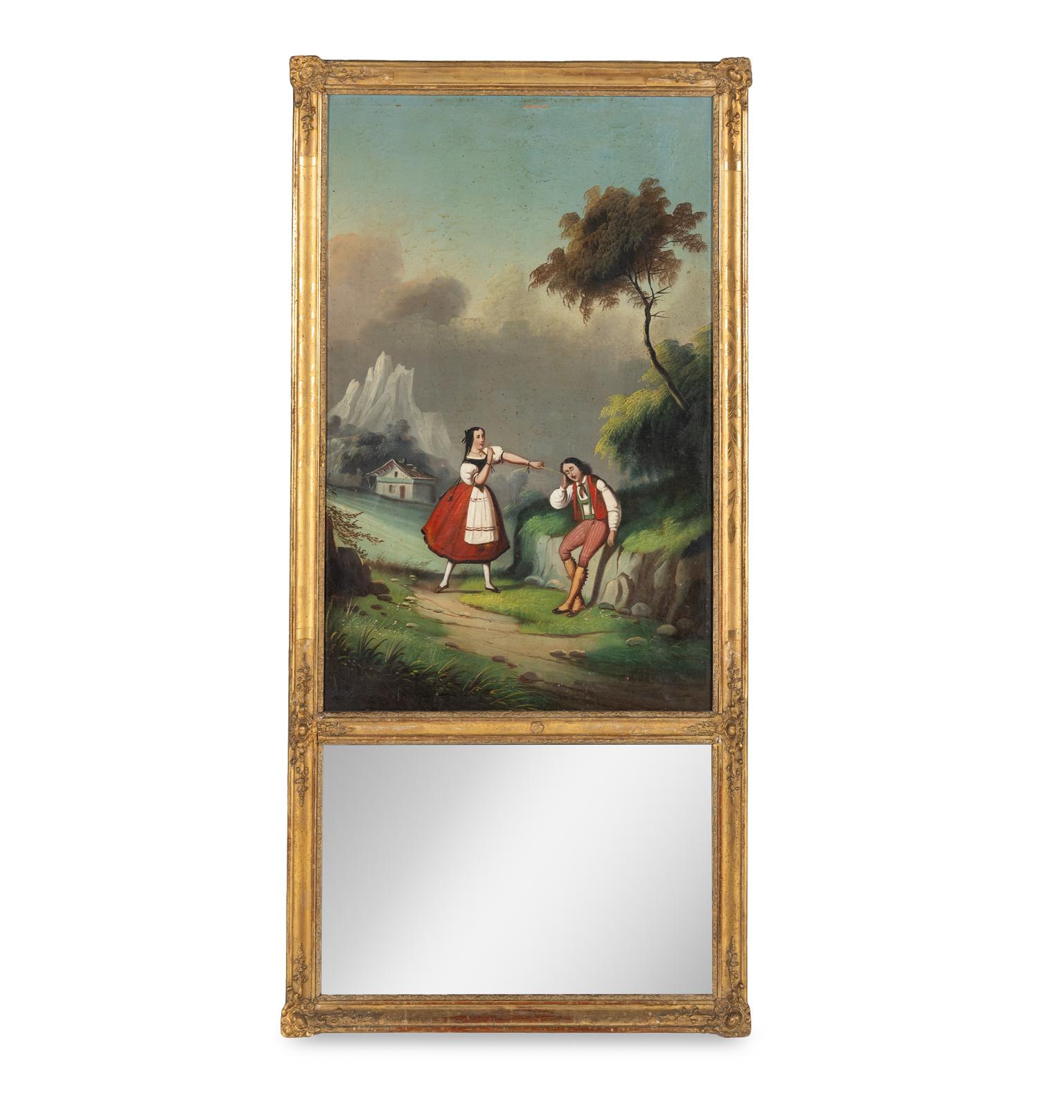A French Giltwood Trumeau Mirror
