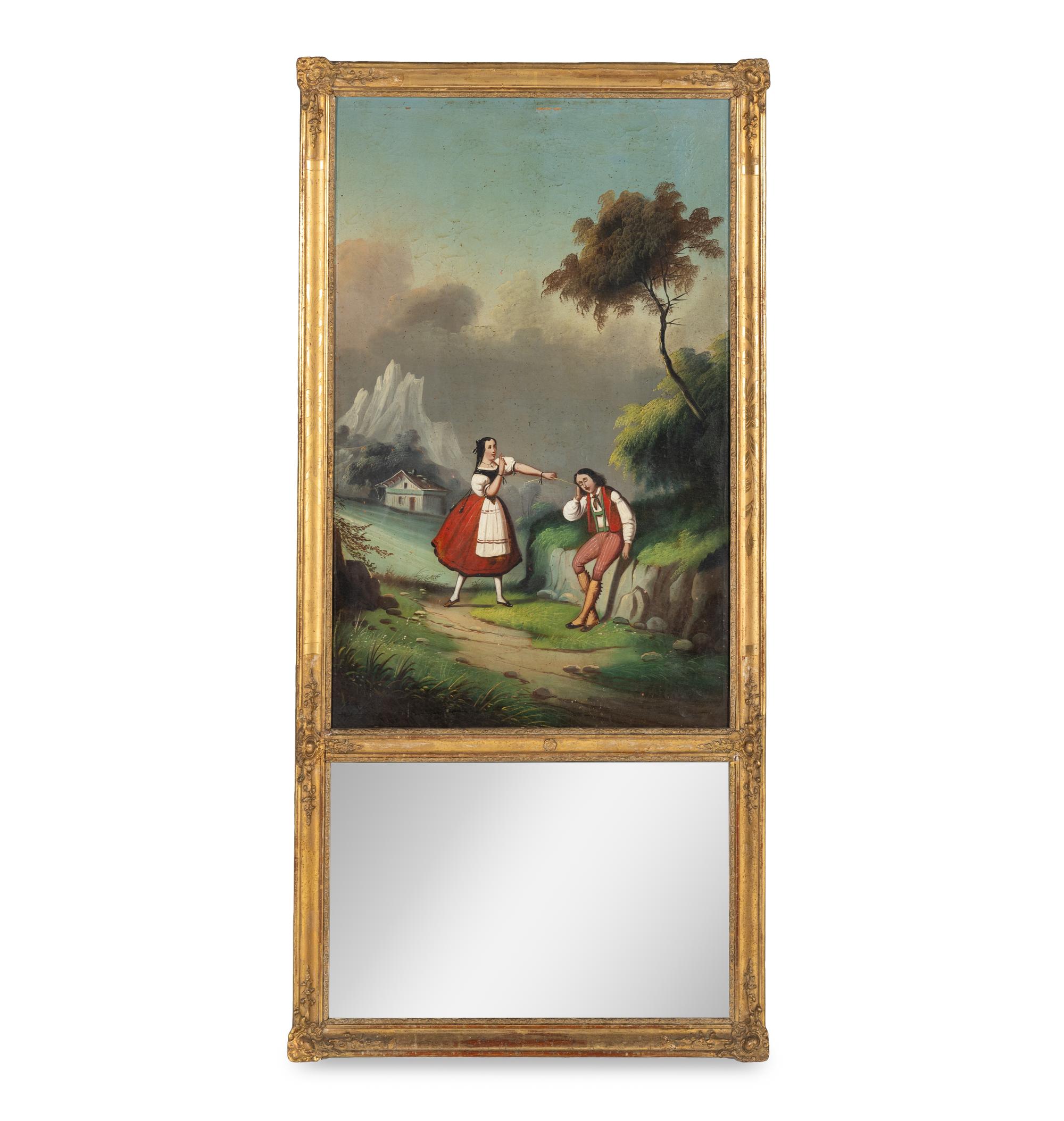 A French Giltwood Trumeau Mirror