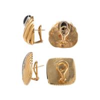 COLLECTION OF YELLOW GOLD, DIAMOND AND GEMSTONE EARCLIPS