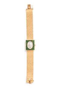 JAEGER-LECOULTRE, 14K YELLOW GOLD AND NEPHRITE WRISTWATCH
