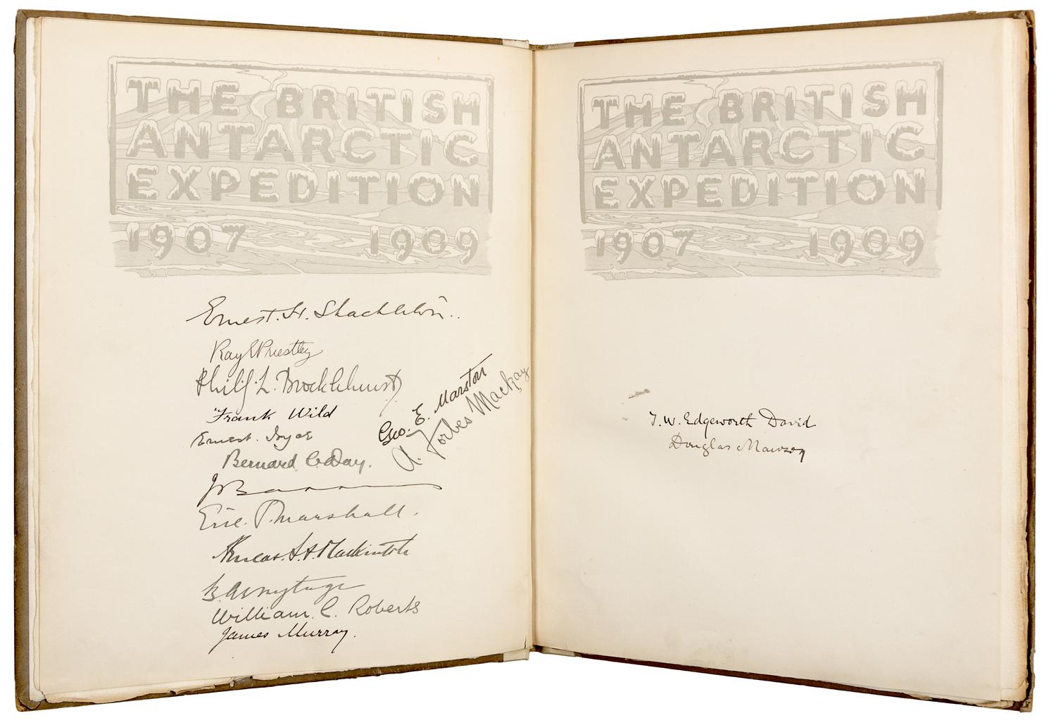 SHACKLETON, Ernest Henry, Sir (1874-1922). The Heart of the Antarctic. Being the Story of the British Antarctic Expedition 1907-1909 . [ With: ] The Antarctic Book. Winter Quarters 1907-1909 . London: William Heinemann, 1909.