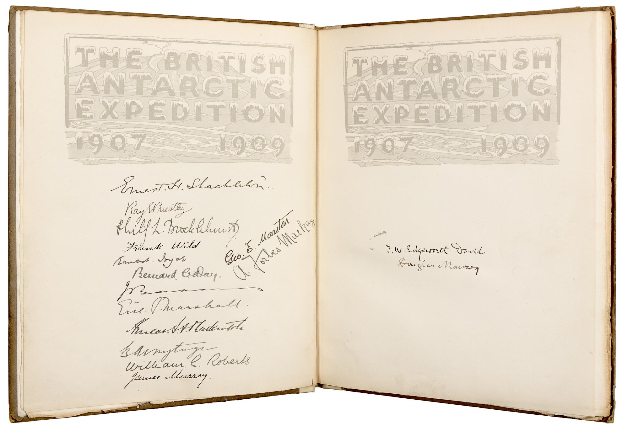 SHACKLETON, Ernest Henry, Sir (1874-1922). The Heart of the Antarctic. Being the Story of the British Antarctic Expedition 1907-1909 . [ With: ] The Antarctic Book. Winter Quarters 1907-1909 . London: William Heinemann, 1909.