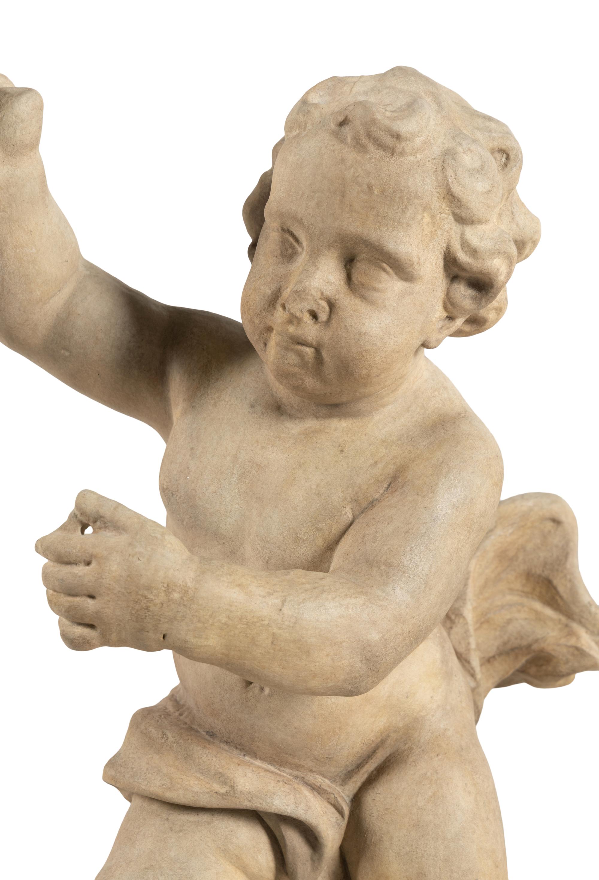 Two Large Composition Sculptures of Putti