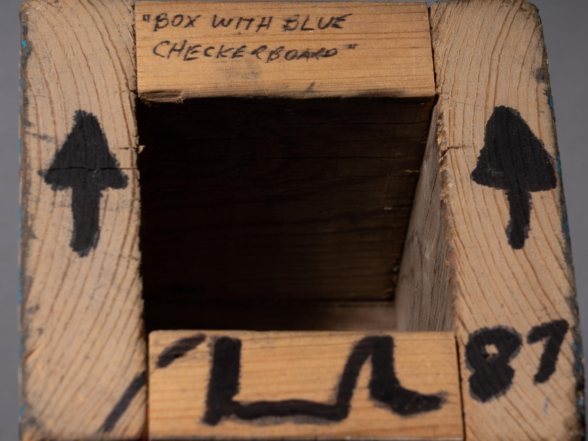 Box with Blue Checkerboard