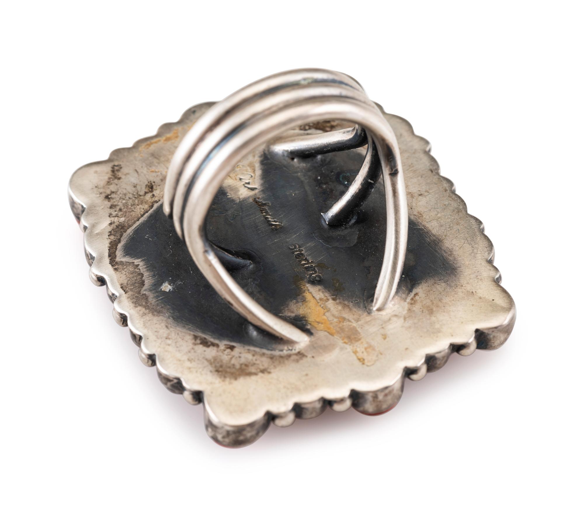Sterling Silver Coral and Spiny Oyster Rings