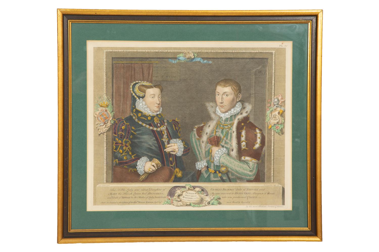 Frances, Duchess of Suffolk and her Husband, Adrien Stokes, Esq. , 1748; Henry VIII and His Family, after Holbein; Lady Jane Grey (a set of three etchings)