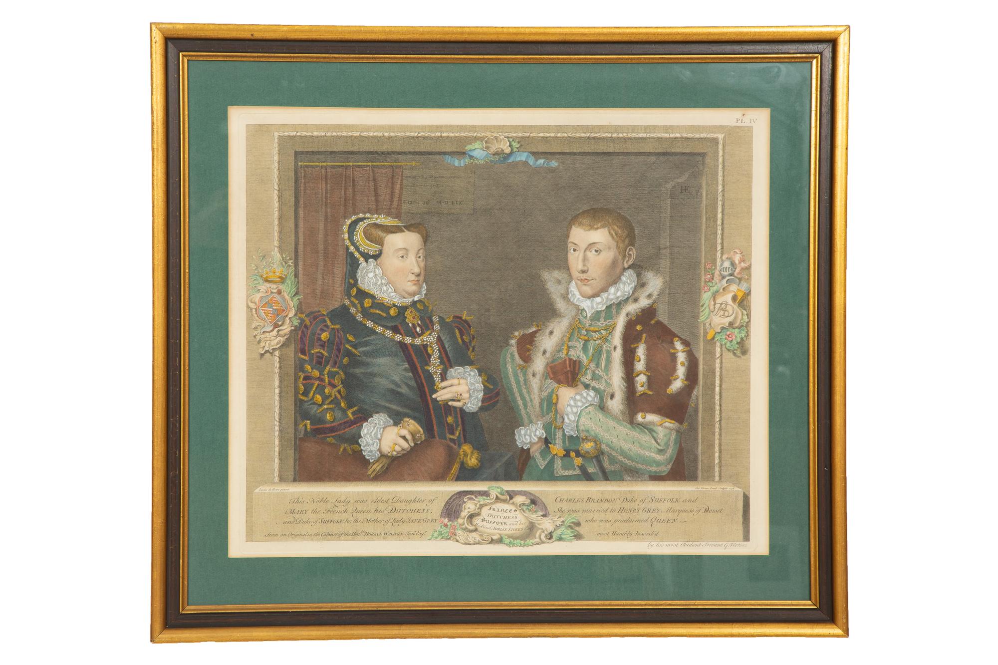 Frances, Duchess of Suffolk and her Husband, Adrien Stokes, Esq. , 1748; Henry VIII and His Family, after Holbein; Lady Jane Grey (a set of three etchings)