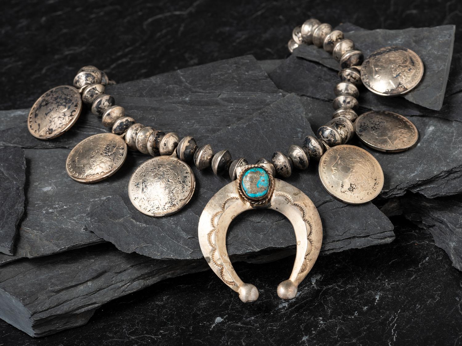Navajo Coin Squash Blossom Necklace