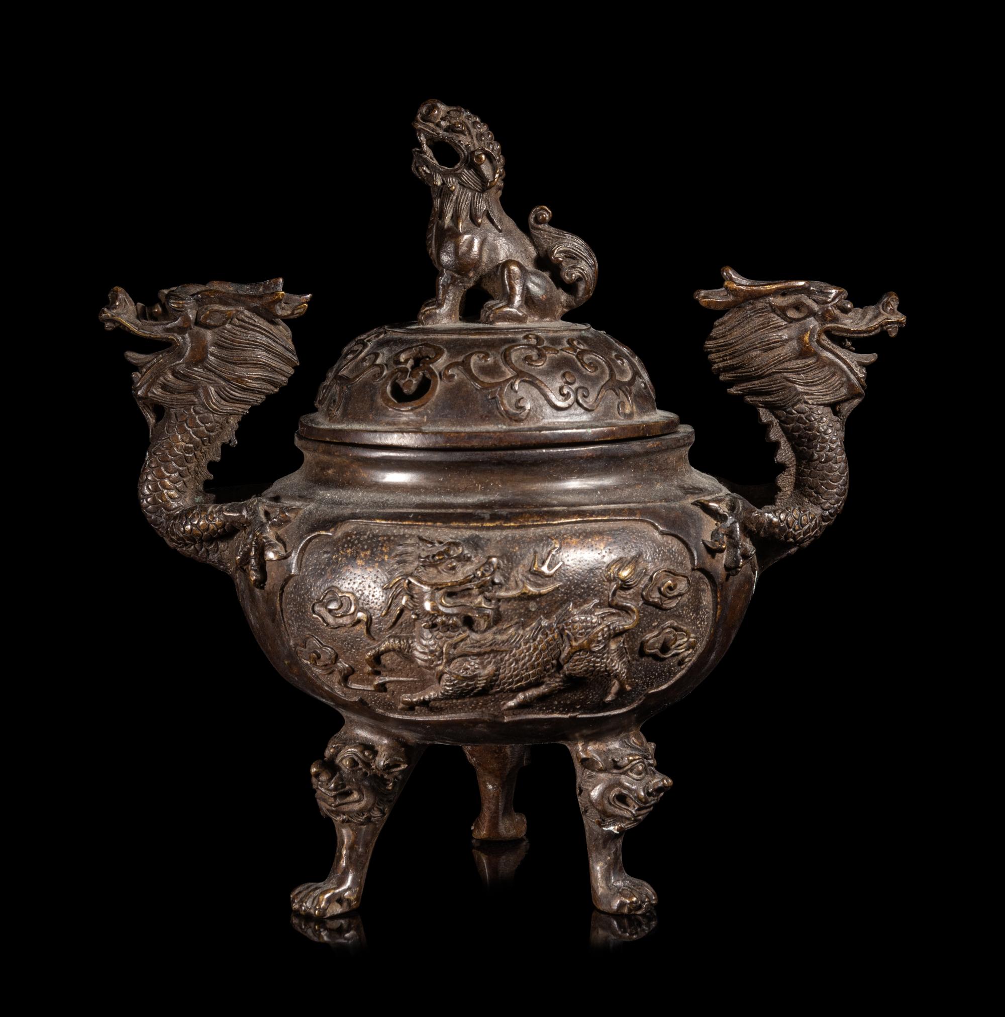 A Chinese Bronze Covered Incense Burner